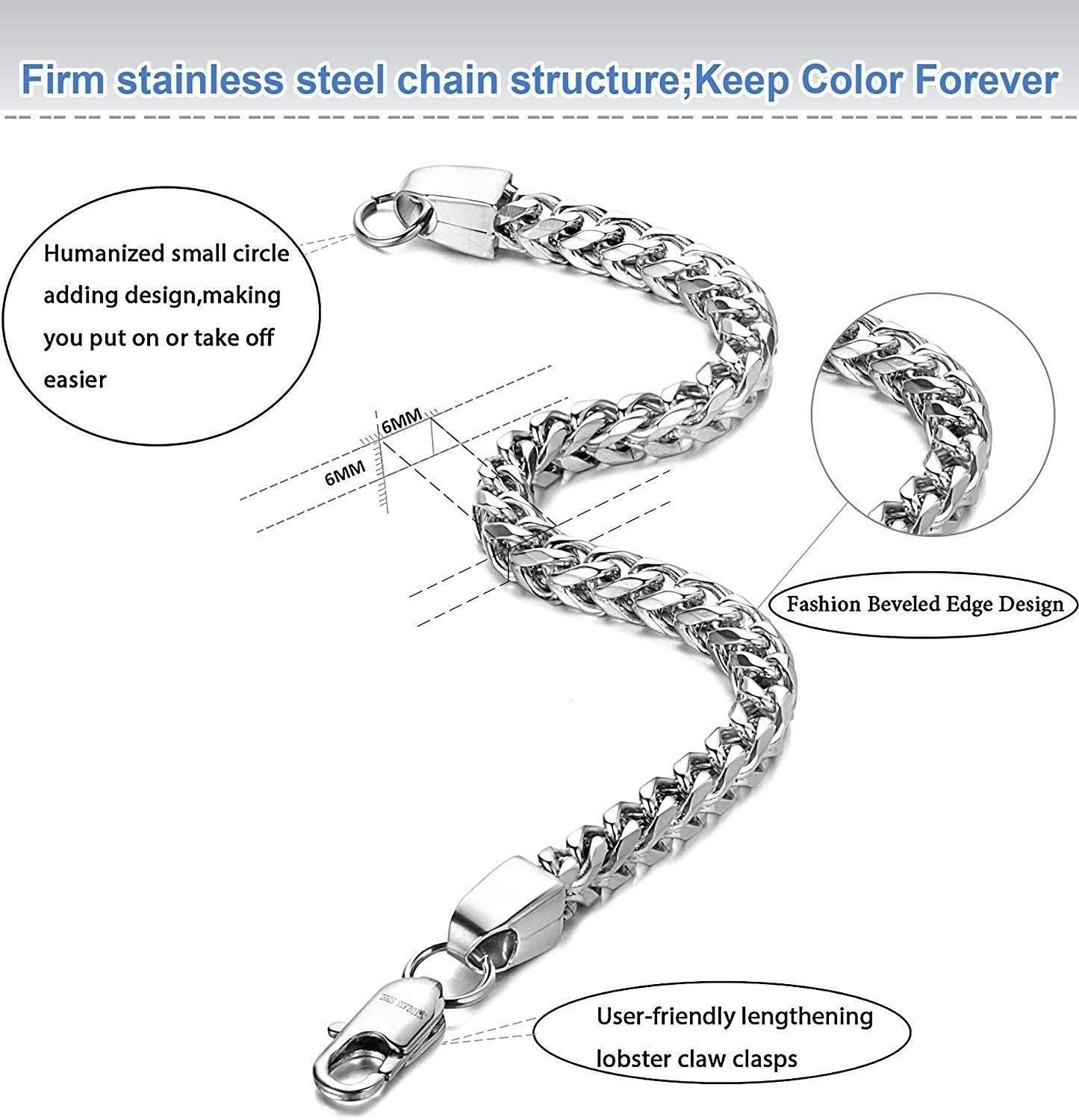 Fashion Frill Silver Chain Charm Bracelet For Men